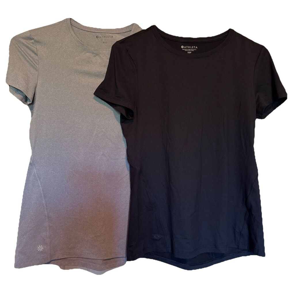 Athleta Short Sleeve Size XXS Athletic Tops Womens Gray and Black Athleisure